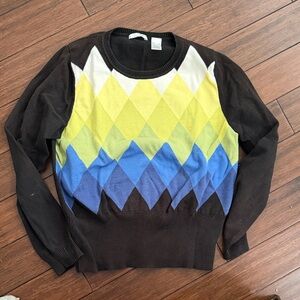 Vibrant Argyle Crew Neck Sweater